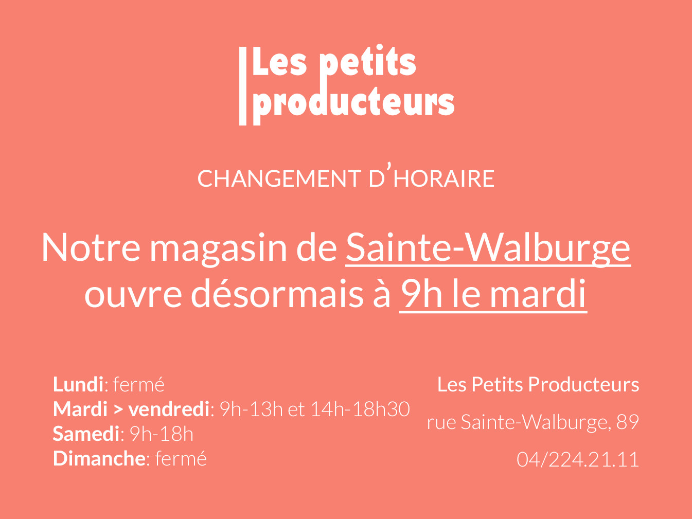 Changement d’horaire à Sainte-Walburge