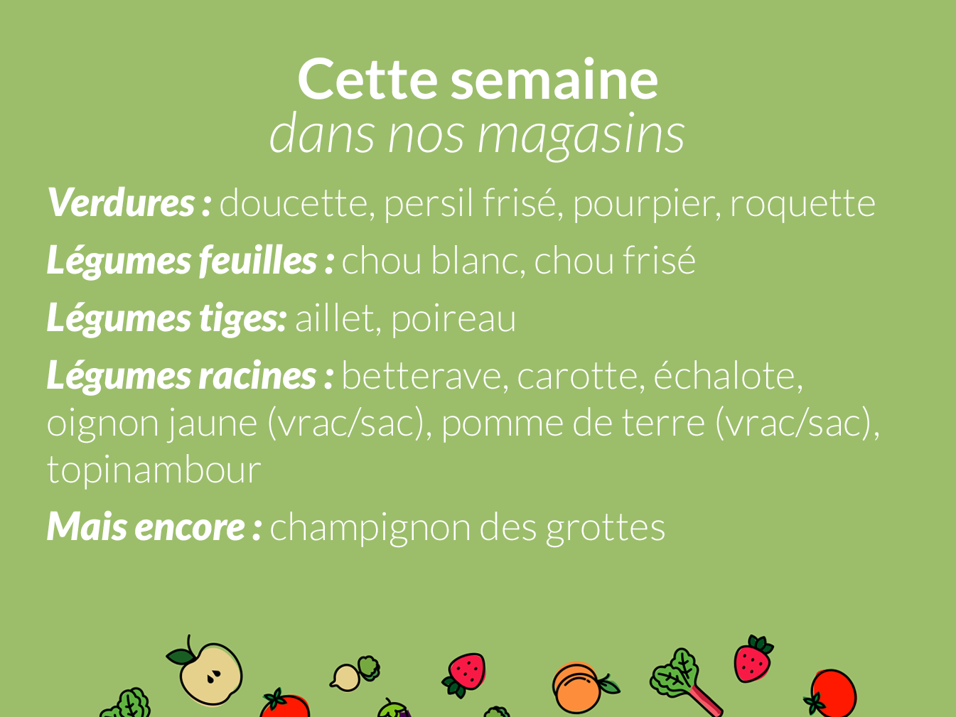Cette semaine dans nos magasins…