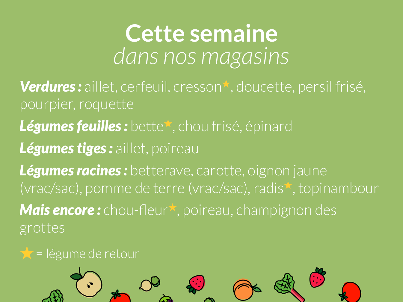 Cette semaine dans nos magasins…