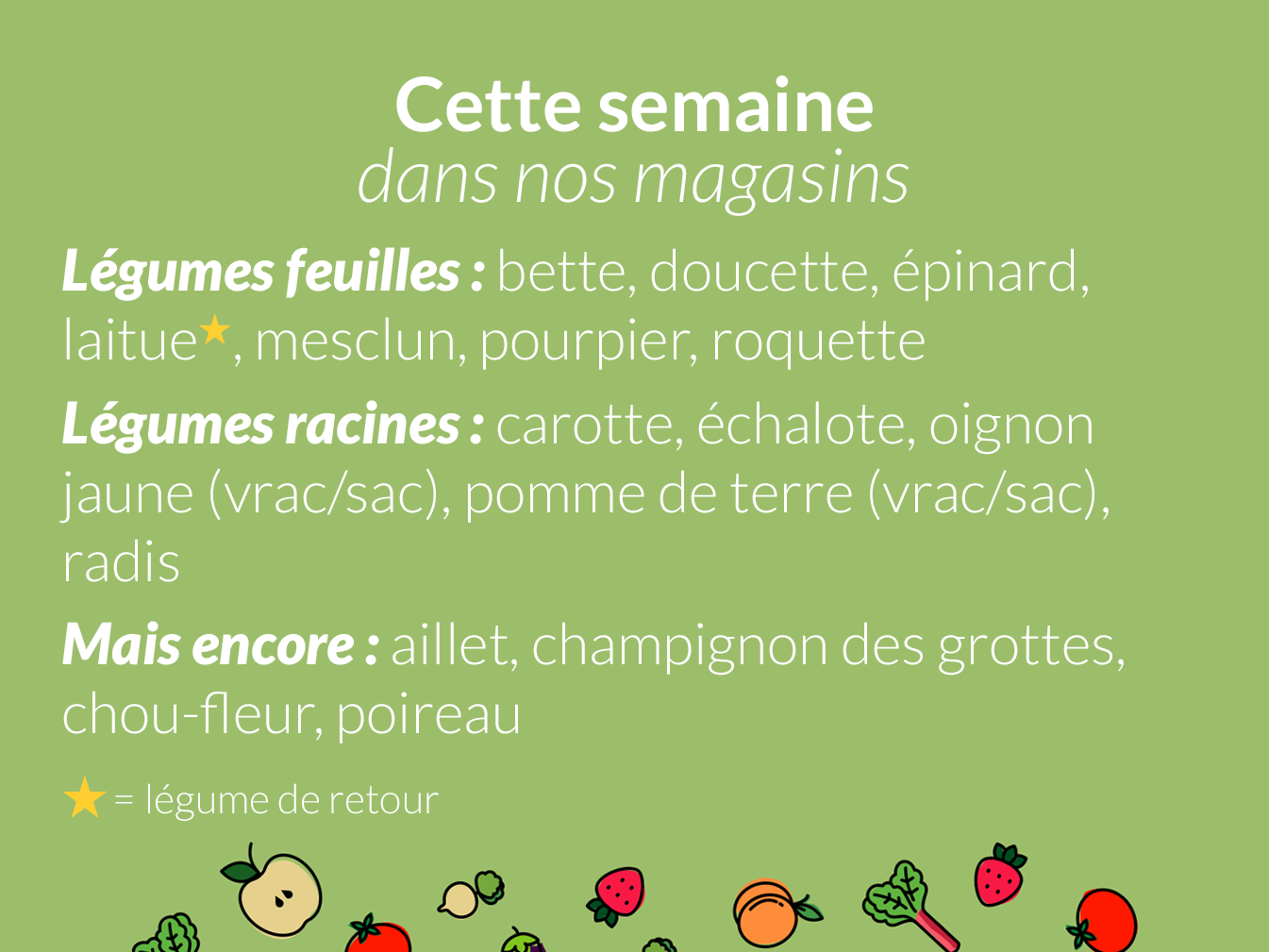 Cette semaine dans nos magasins…
