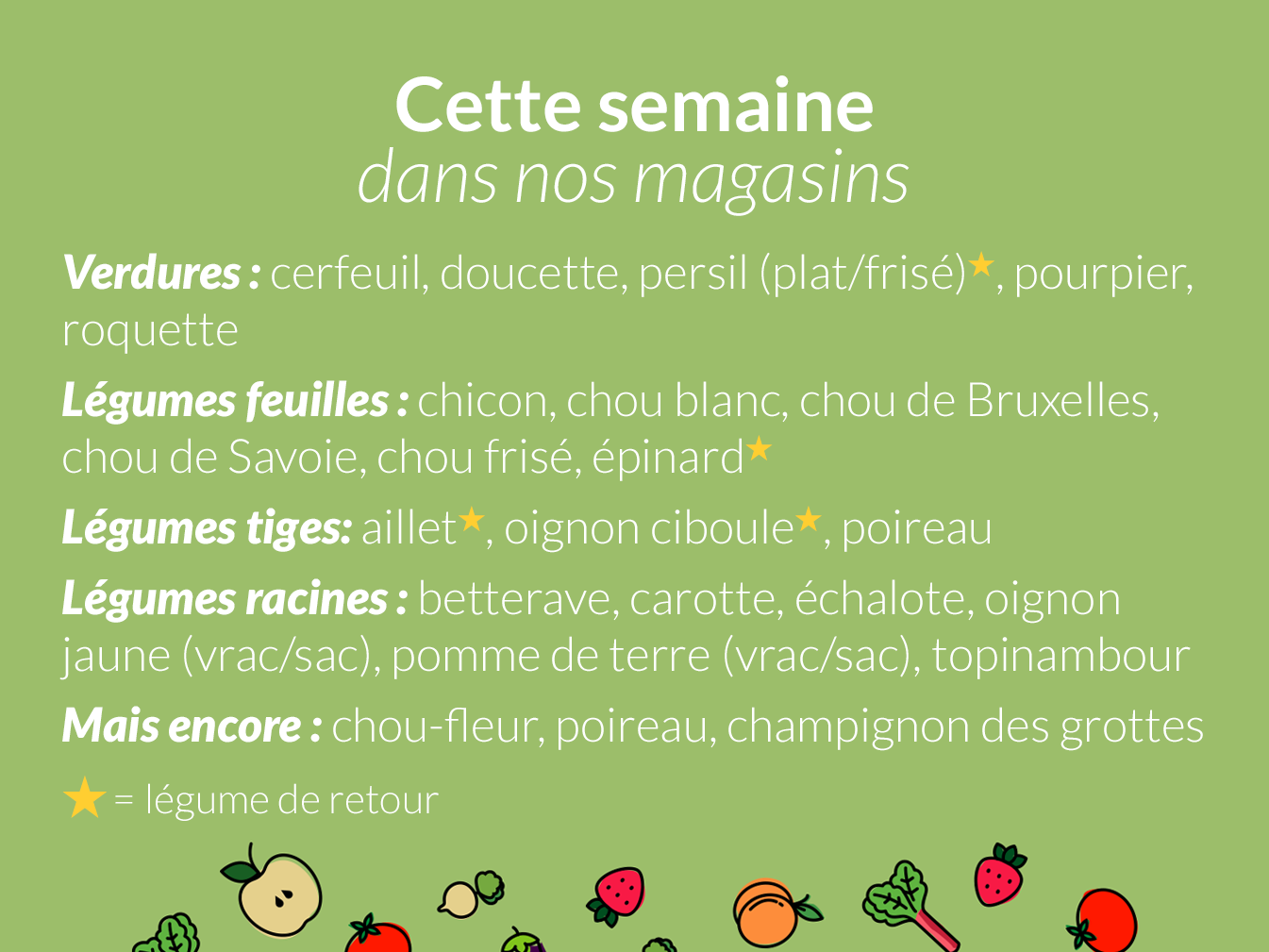 Cette semaine dans nos magasins…