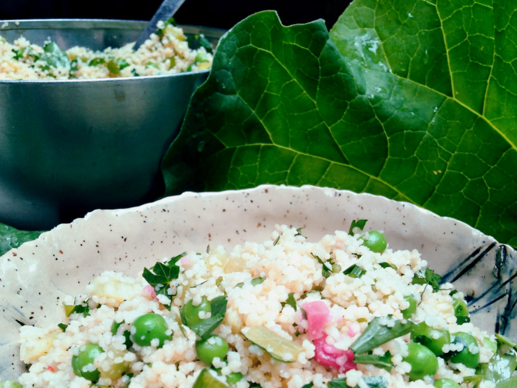 Taboulé à la rhubarbe et aux fèves des marais