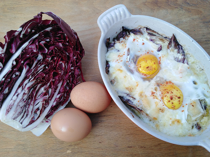 Œuf cocotte au radicchio