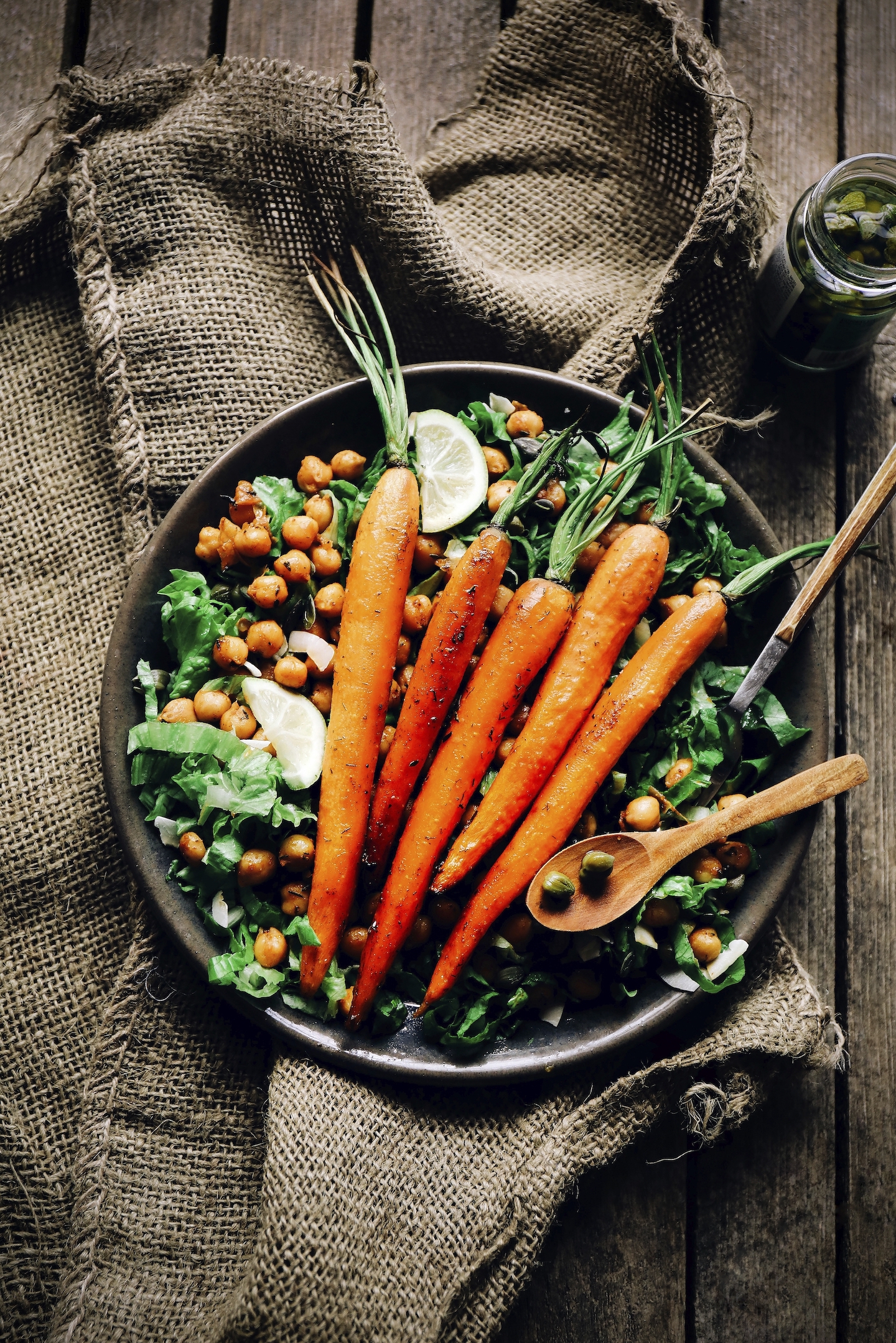 Salade tiède de légumes d’hiver : butternut, persil tubéreux,  carotte