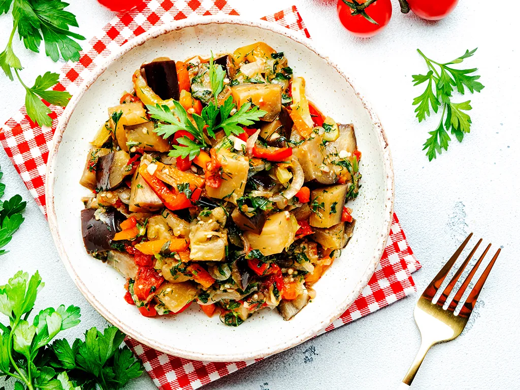 Caponata d’aubergine et céleri vert