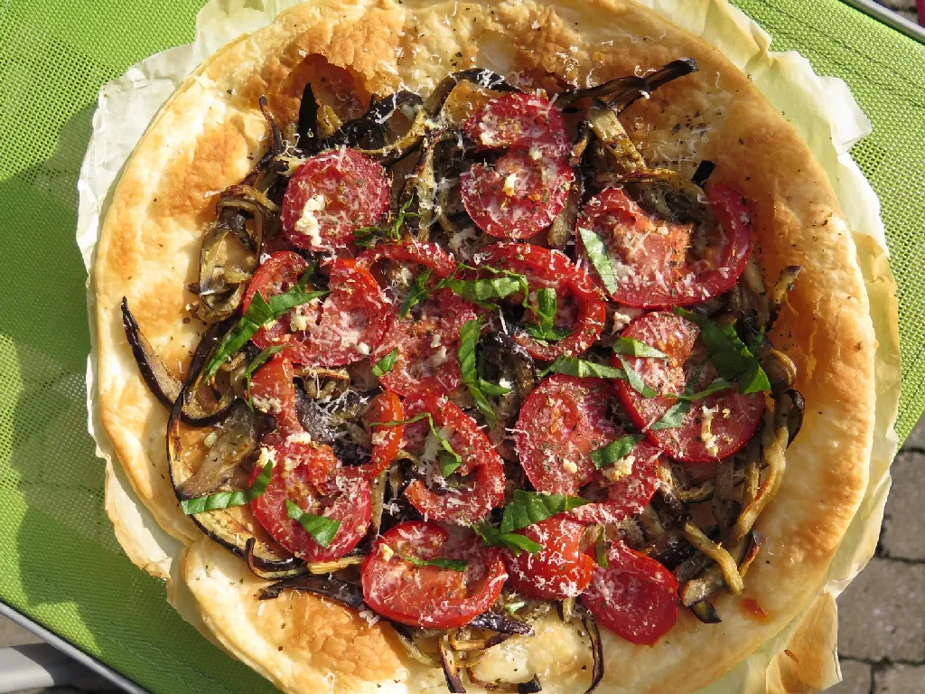 Tarte aux aubergines et tomates